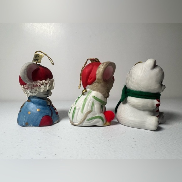 Lot of 3 Jasco Lil' Chimers Christmas Ornament Bells Polar Bear 2 Mice VTG - Picture 4 of 11